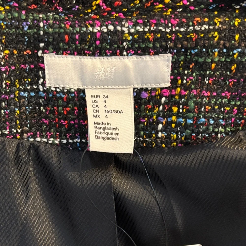 H&M Tweed Plaid Blazer NWT – Fully Lined, Front Pockets, Classic Style - Picture 3 of 7